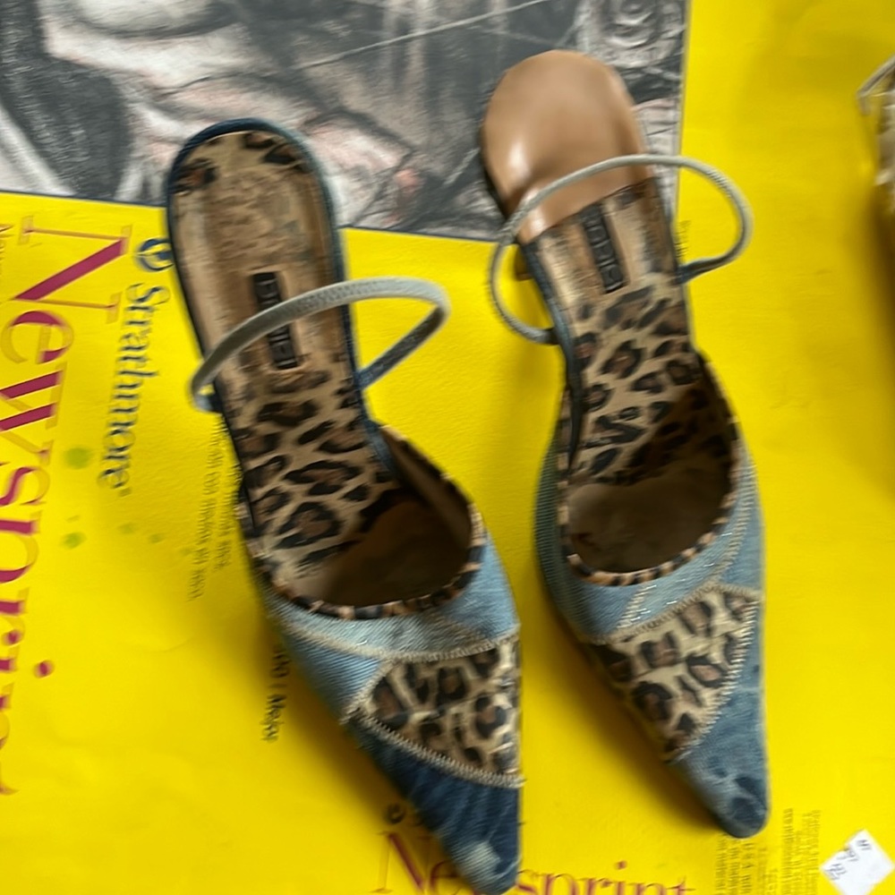 Vintage DoDici Sling heals 👠 denim stitching